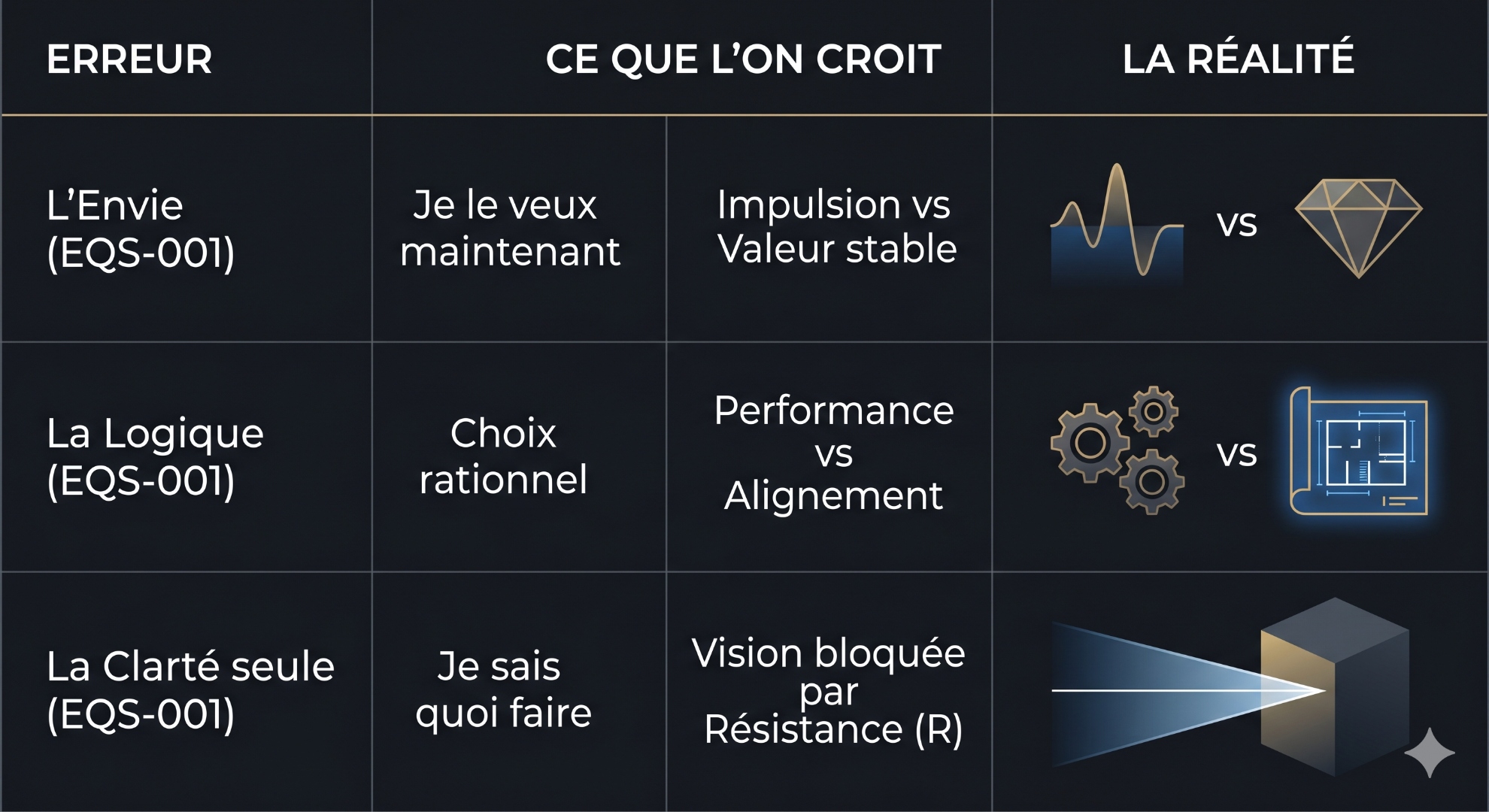 Tableau EQS-001 : les 3 erreurs les plus fréquentes